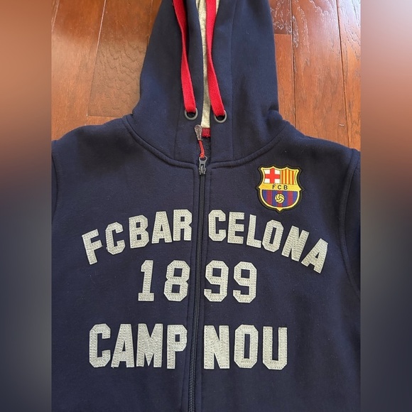 FC Barcelona Camp Nou Size Medium Blue Full Zip Hoodie Sweatshirt Embroidery - Picture 4 of 10